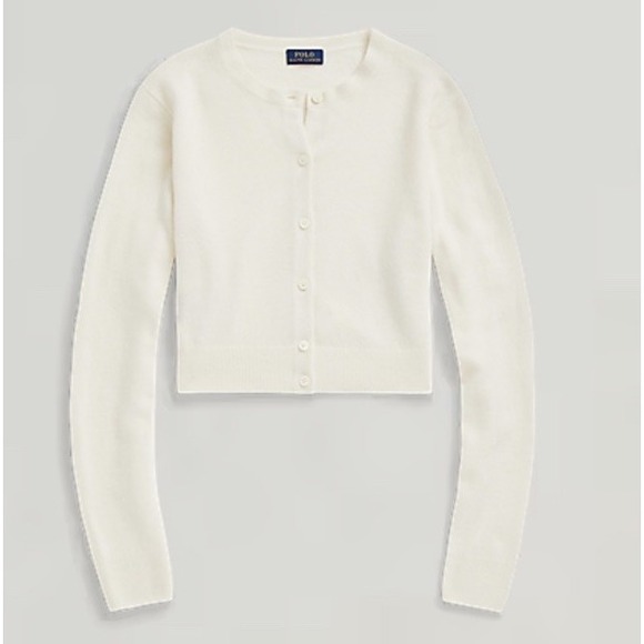 Polo Ralph Lauren Women's  Cropped Cashmere Crewneck Cardigan Sweater Medium - Picture 3 of 12